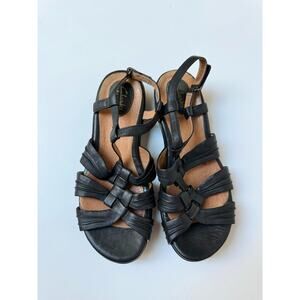 Clarks Artisan Black Strappy Leather Sandals Women's 8.5 W
